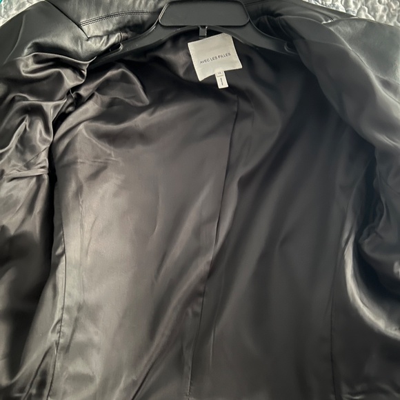 Avec Les Filles Women's Faux-Leather-Trim Cropped Jacket, BLACK, SIZE 14 NWT - Picture 14 of 15